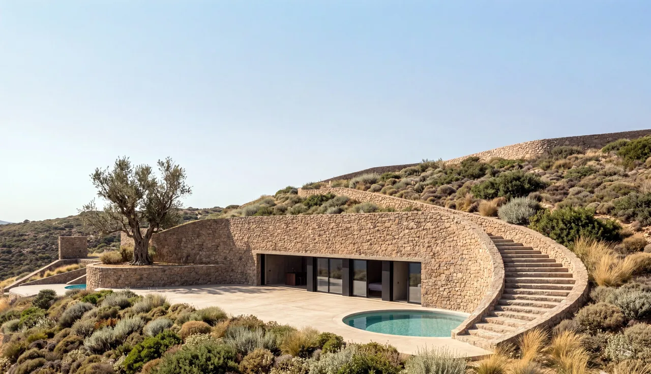 Subterranean residences for rental in Koroni, Greece