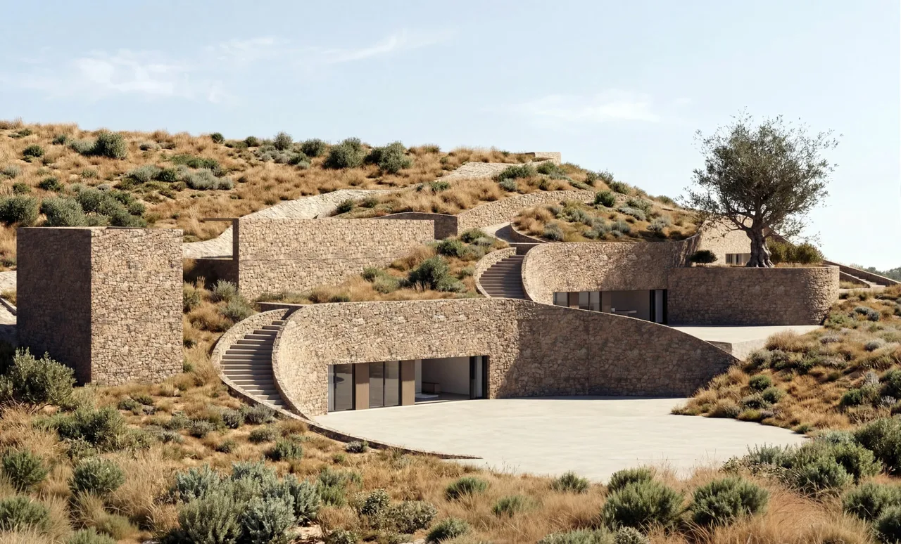 Subterranean residences for rental in Koroni, Greece